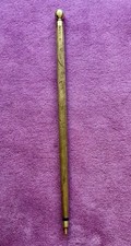 Pool Cue/walking Stick Vintage Antique Wooden With Brass Parts 