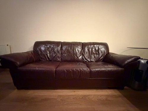 Brown leather sofa large - brown, sofa,