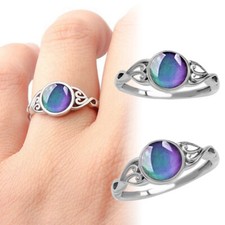 Women Fashion Gemstone Mood Ring Temperature Change Colors Jewelry Accessories
