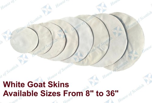 White goat skin drum - white,