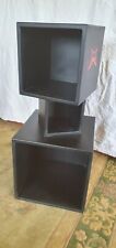 Staggered Black Freestanding Three 3 Cube Storage Unit 35.75" H x 15.5" Squ Base