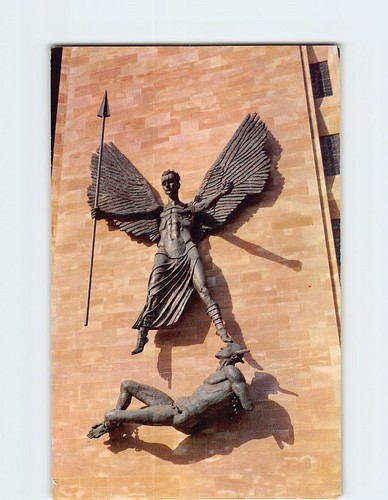 Postcard statue michael - of,