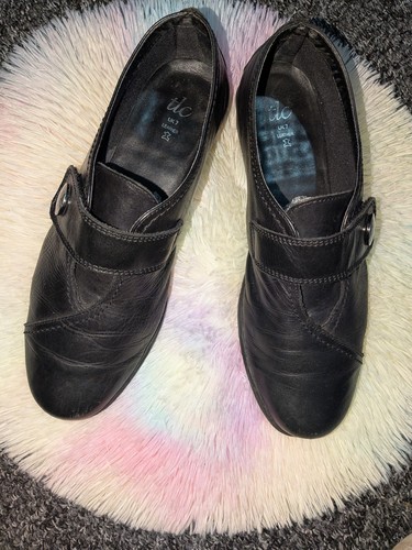 Tlc women black leather low - women's,