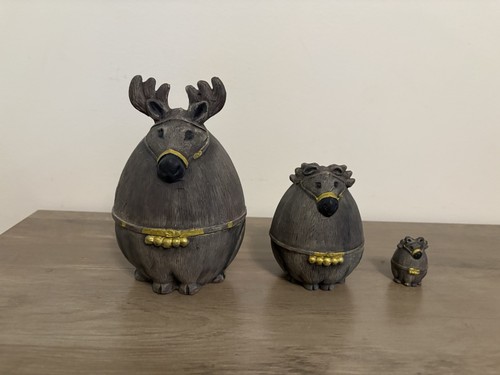 Ceramic nesting reindeer - ceramic,