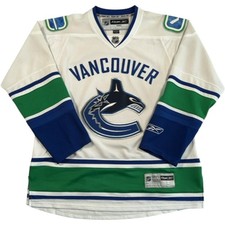 Reebok Vancouver Canucks NHL Ice Hockey Jersey Men's Large Vintage White Blue