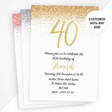 Personalised Birthday Party Invitations for 18th 21st 30th 40th 50th 60th