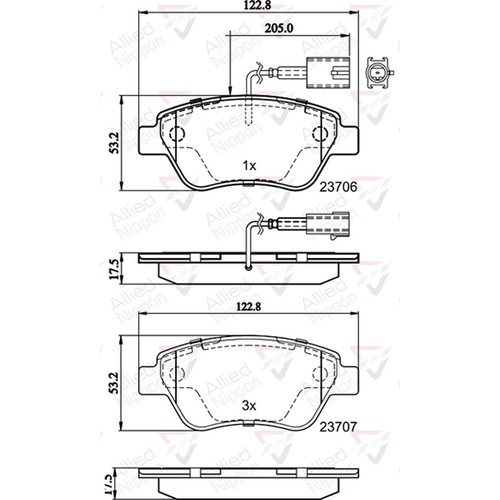 Brake pads set for - fiat, grande