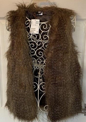 Brown faux fur gilet - &,