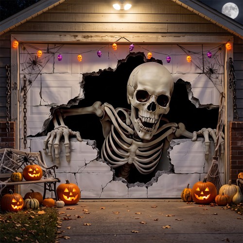 Halloween skeleton garage - halloween,