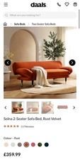 Solna 2-Seater Sofa Bed – Rust Velvet (Daals)