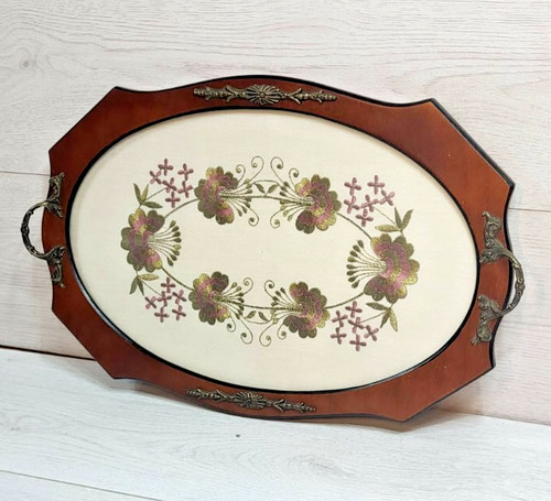 Vintage embroidered glass top - glass,
