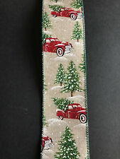 Luxury Wired-Edged RIBBON Christmas Tree and Red Truck Extra Wide 6.3cm/2.5"