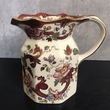 Vintage Masons Mandalay Red Ironstone Jug Pitcher Floral Gold Trim 14.5 cm high