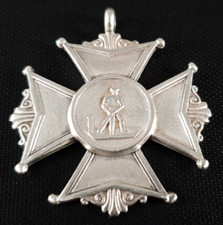ANTIQUE VICTORIAN SILVER MALTESE CROSS POCKET WATCH FOB CRICKET MEDAL 1897