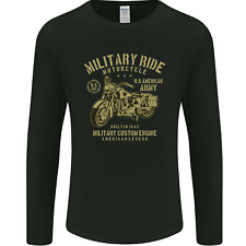 Military Motorcycle Army Motorbike Biker Mens Long Sleeve T-Shirt