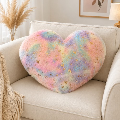 Rainbow heart plush cushion - plush,