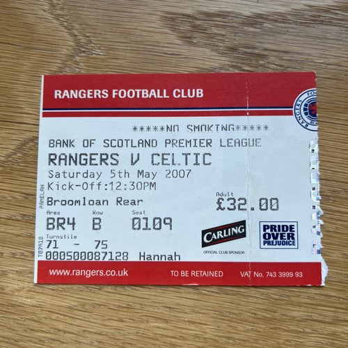 Glasgow rangers ticket 2007 - fc,
