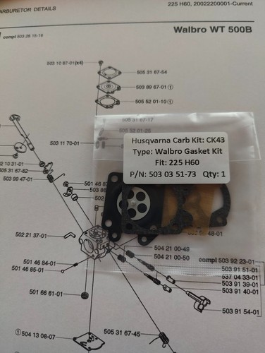 Husqvarna hs225 h60 h75 - hs225, walbro