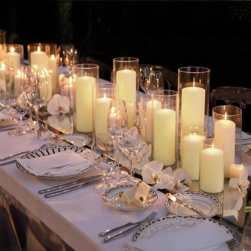 Ivory pillar candles glass - candles, &