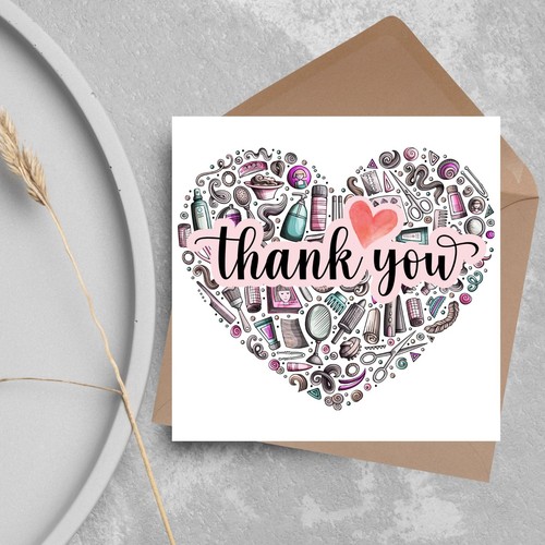 Thank you hairdresser card - thank,