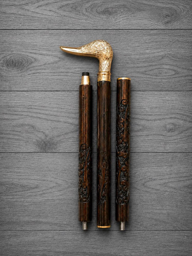 Duck head walking cane - cane, brass
