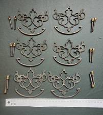 Set of Six Original Georgian Drawer Cabinet Handles and Plates Antique Brass