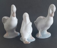 Set of 3 Nao Lladro Porcelain Geese Ducks, 2 with head down, 1 Suspicious Duck