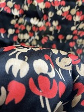 Vintage 1930s Silk Satin Printed Dress Fabric Fragment