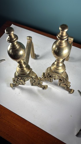 Solid brass fire dogs - fire,