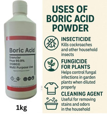 1 Kg HDPE Puffer Bottle- Boric Acid Powder 99.9% Pest Control Cleaning Multi Use