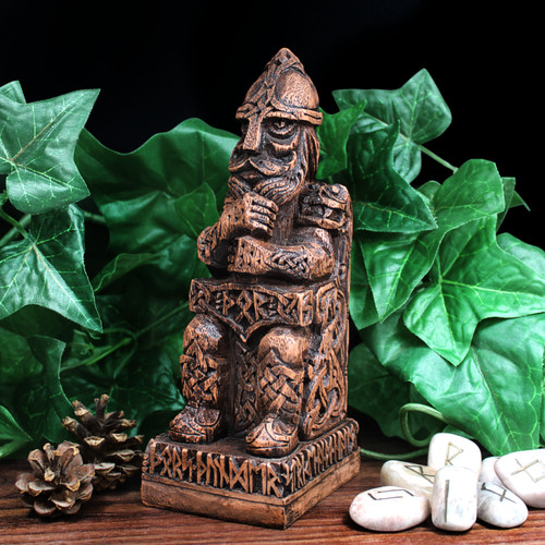 Thor statue wood finish - thor,