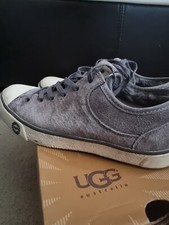 UGG Evera  Womens 6.5 Gray Suede Sheepskin Leather Lace Up Shoes Sneakers