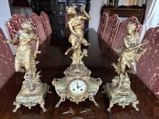 19th-century French Gilt Bronze Garniture Clock set