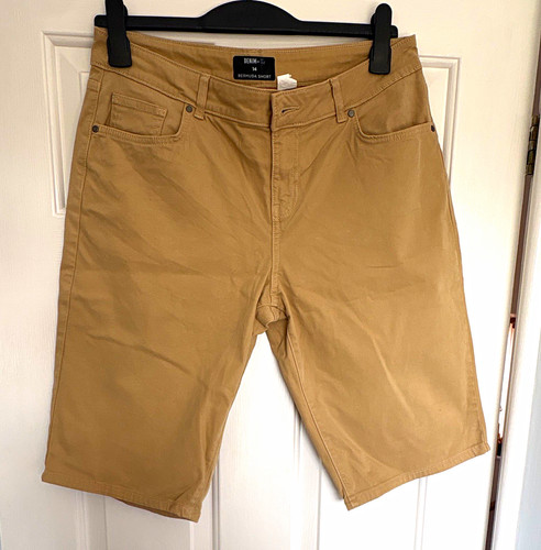 Womens beige cotton bermuda - cotton,