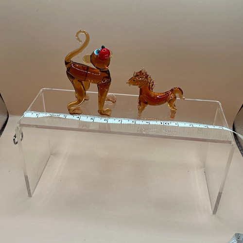 Amber glass animal figurines - glass,
