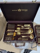 Collectors Bestecke Solingen SBS 71PC 23/24 Gold Plated Flatware Set.