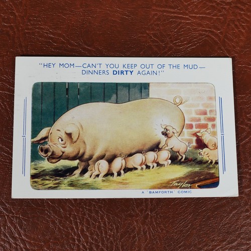 Postcard comic bamforth - bamforth,, pig