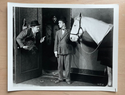 Laurel and hardy white horse - white,