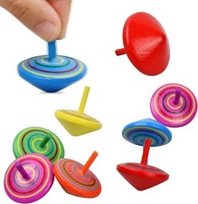 12x Mini Retro Wooden Spinning