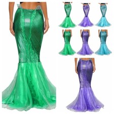 UK Women Halloween Mermaid Costume Cascading Tulle Fishtail Skirt Party Princess
