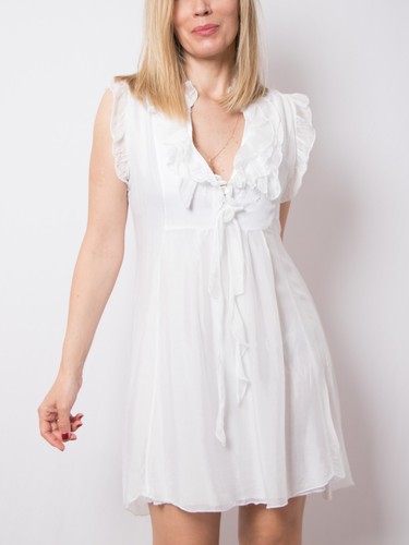 White ruffle babydoll mini - ruffle,