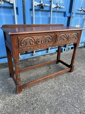 Old Charm Serving Console Table Tudor Brown Finish 2 Drawers