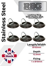 6x Tie Down Lashing Ring & Base Dish, Stainless Steel  Trucks Trailers Horsebox