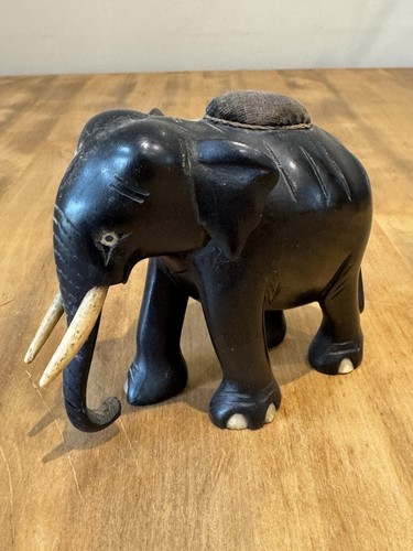 Antique carved ebony elephant - antique,