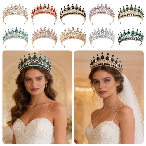 Colorful crystal bridal tiara - colorful,