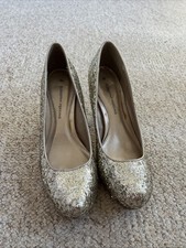 Ladies Dorothy Perkins Gold Glitter Heel Shoes 