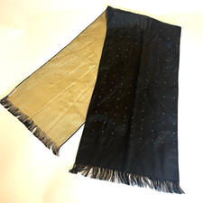 1950s 60s Silk scarf Black gold spotted polka dot Tootal style Gents Mens