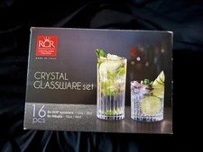 RCR Timeless Boxed Unused Set of 16 Glasses 8 x Hiball and 8 x Dof Tumblers 