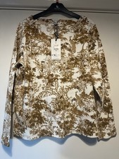 Brand New Joules Harbour Tan & Cream Long Sleeve Top Size 16