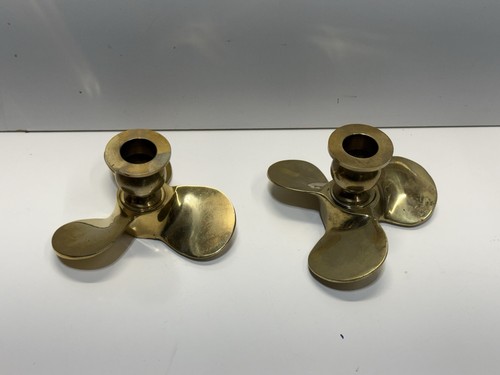 Brass boat propeller candle - brass,